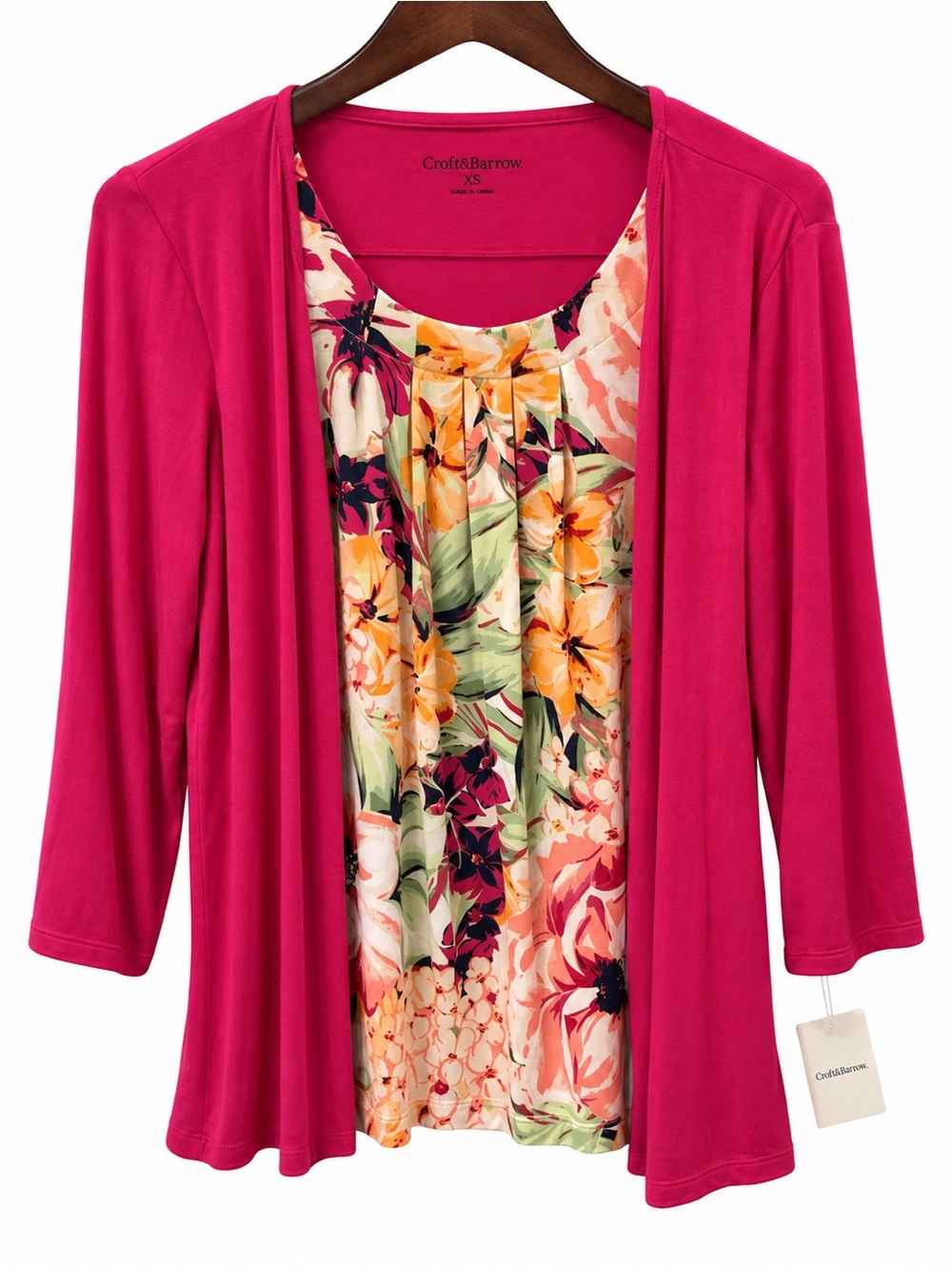 Pink cardigan with attached tank top - Picture 2 of 3